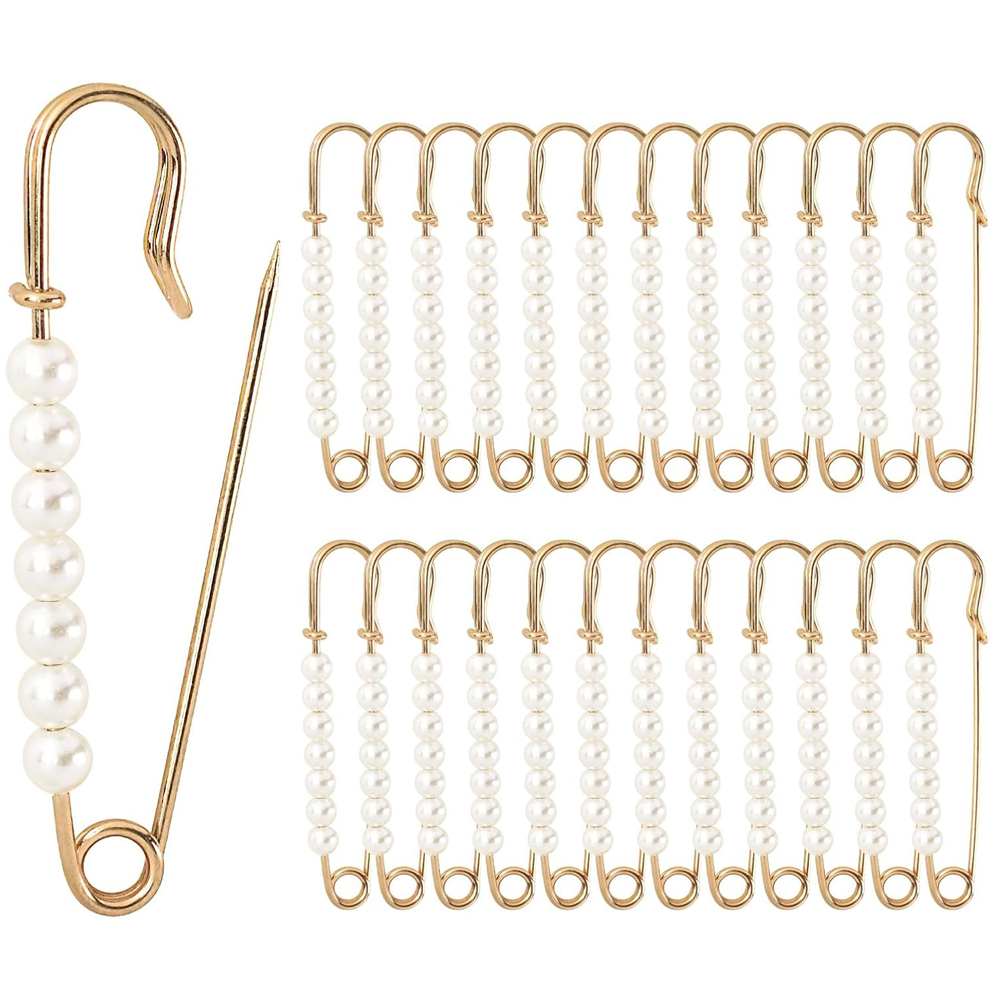 Embroidery Kaftan - 5PCS Faux Pearl Brooch Pins 2.95in