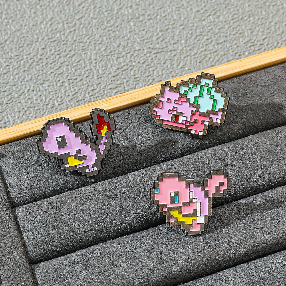 Embroidery Reddit - Pixel Mosaic Pokemon Metal Enamel Pin,