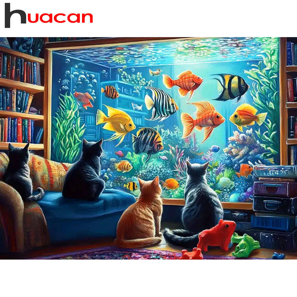 Embroidery Fish - Huacan Cat Animal Diamond Painting Fish