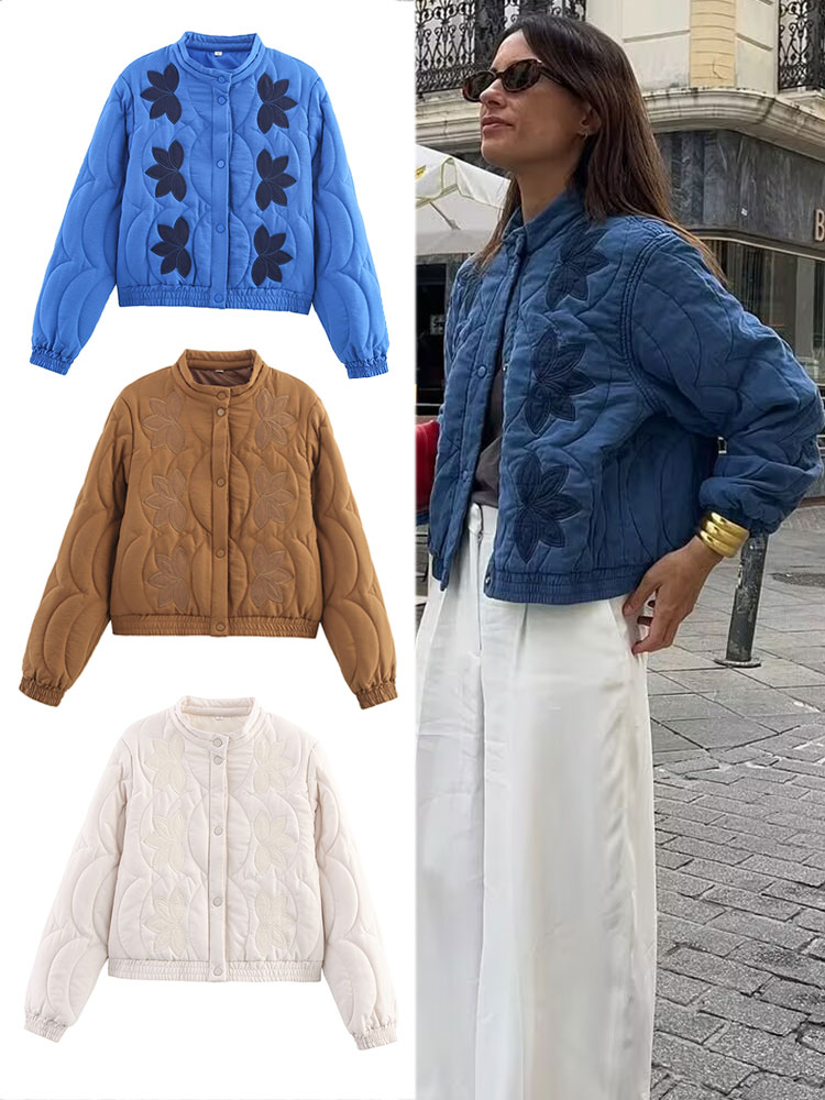 Embroidery And Quilting - HH 2025 Autumn Women Quilted Crop