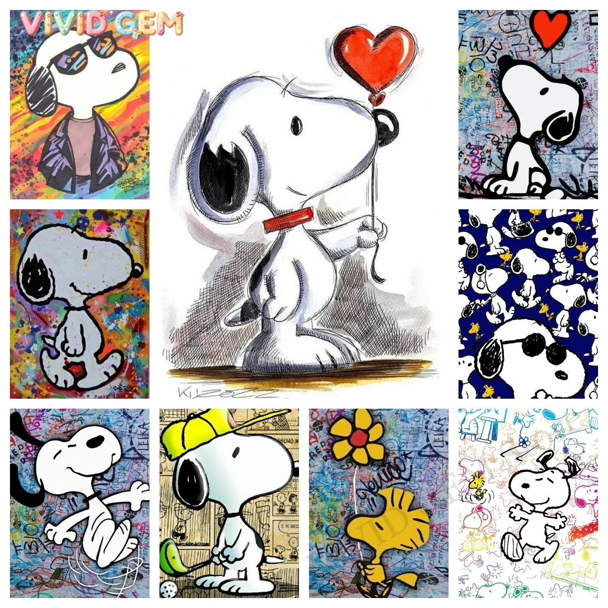 Embroidery Art - VIVID GEM Kawaii Graffiti Snoopy Cartoon