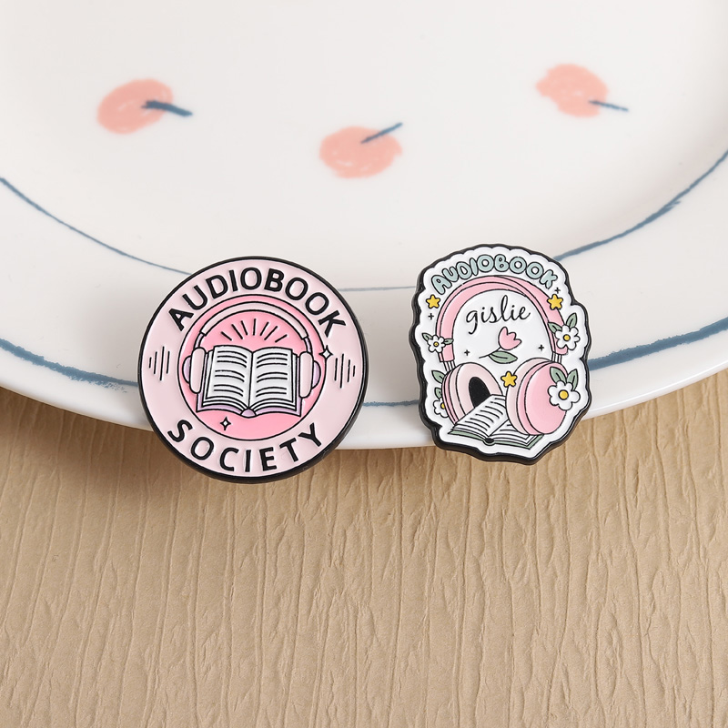 Embroidery Initials - Audiobook Society Enamel Pins Book Lover