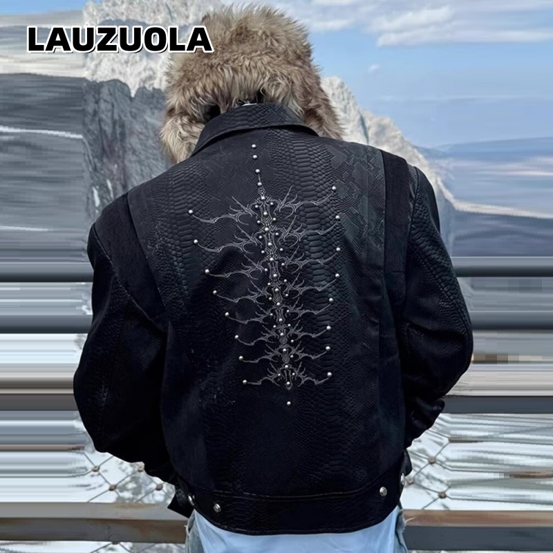 Men Black Snake Embossed Jacke - đánh giá và giá Embroidery Knit