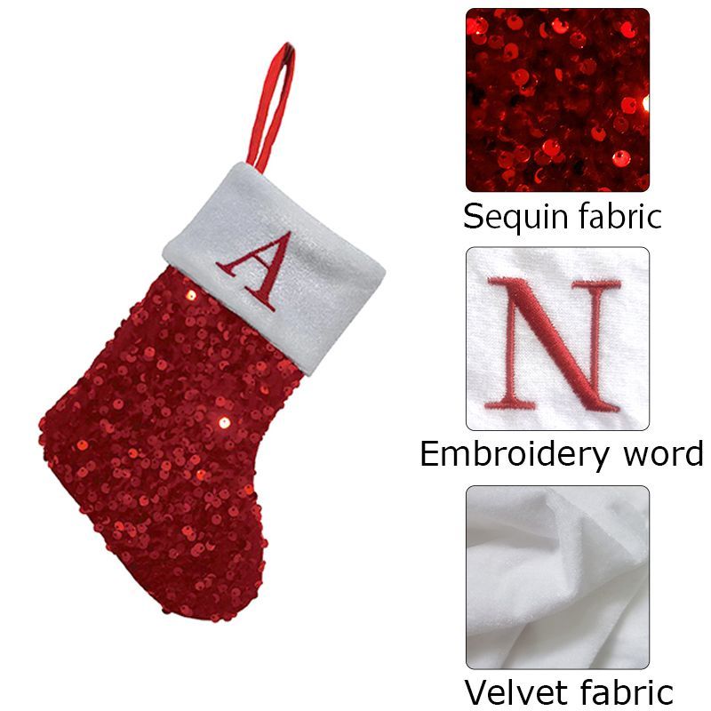 Red Sequin Christmas Stocking  - đánh giá và giá Embroidery Xmas Ornaments