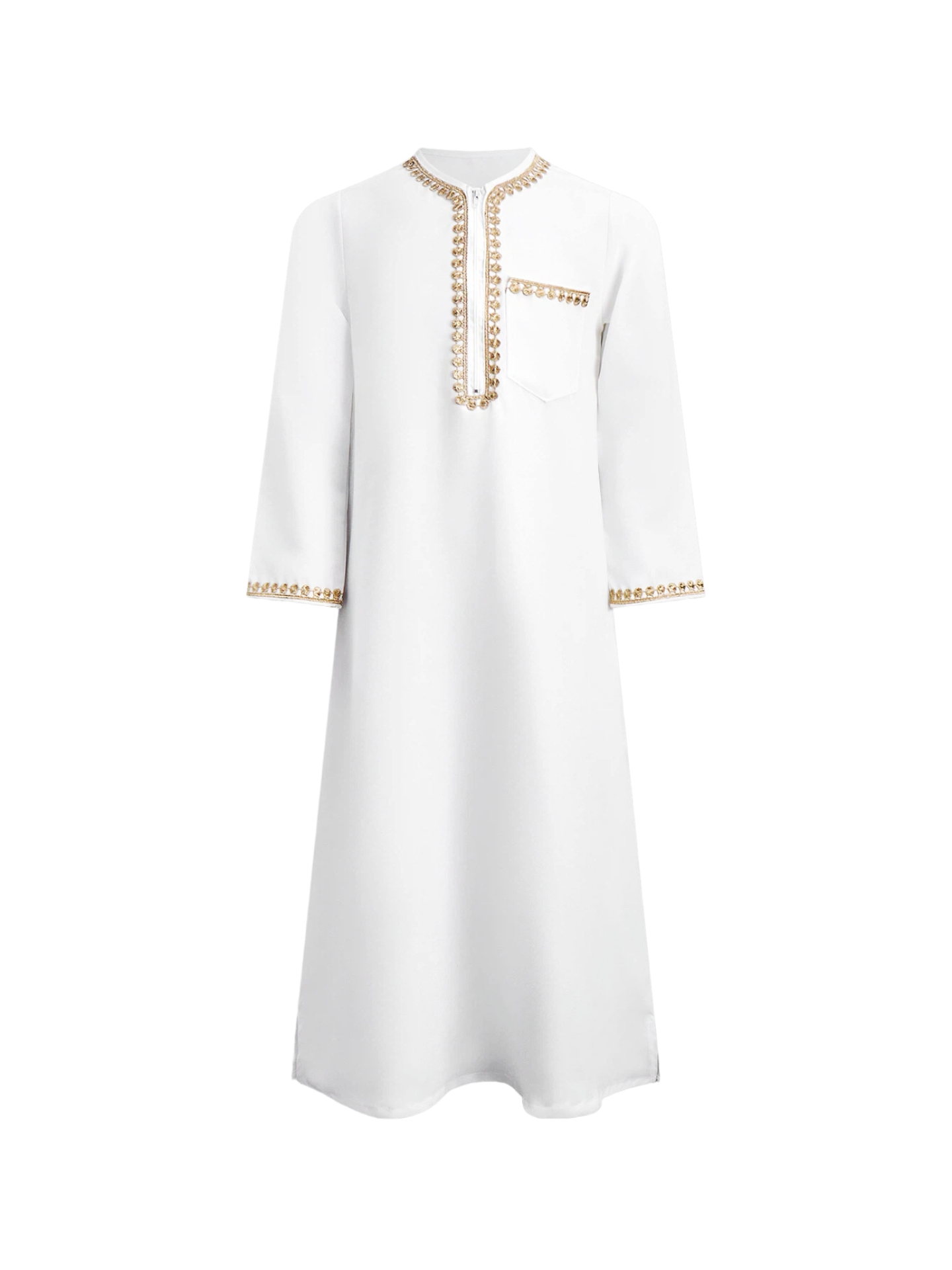 Boys Arabic Thobe White Gold E - đánh giá và giá Embroidery Gold