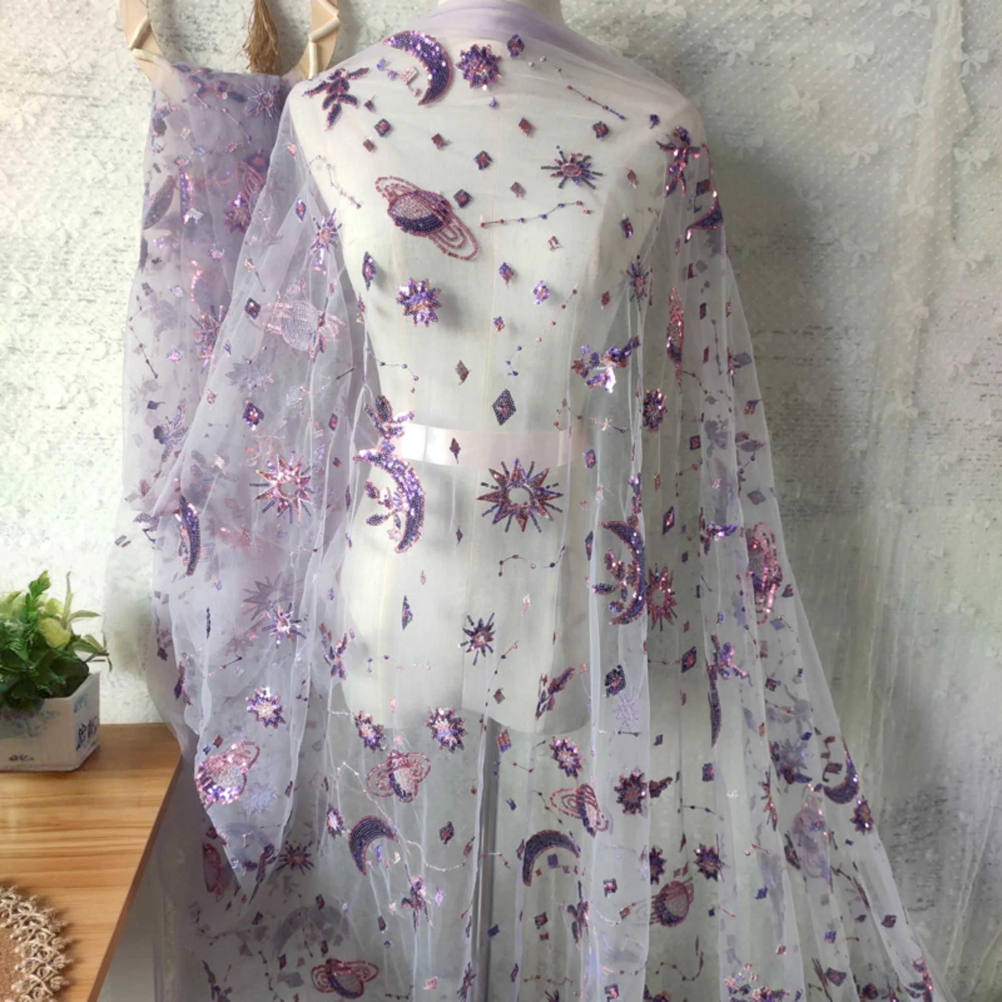 0.5 Meter Purple Width 55.11 I - đánh giá và giá Embroidery Net Fabric
