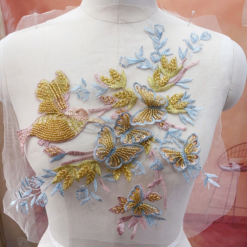 Exquisite Gold Pink Metal Blue - đánh giá và giá Embroidery Gold