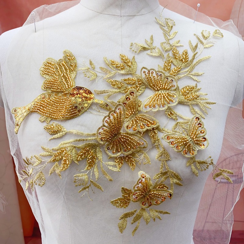 Exquisite Gold Pink Metal Blue - đánh giá và giá Embroidery Gold