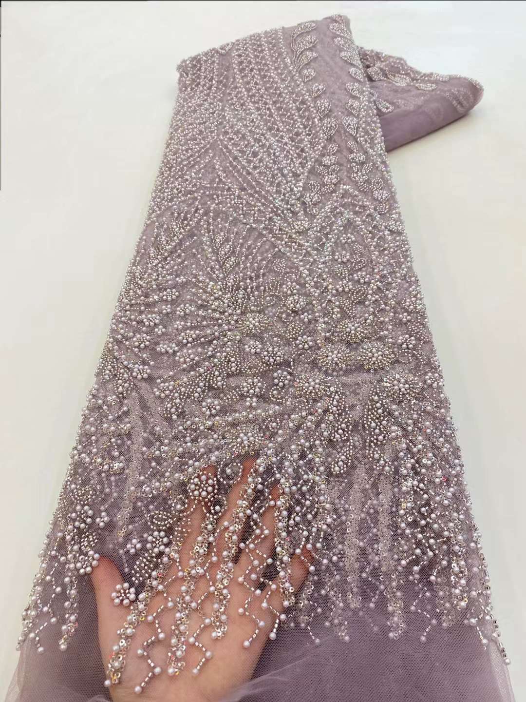 Brown Sequin Beaded Embroidery - đánh giá và giá Embroidery Net Fabric