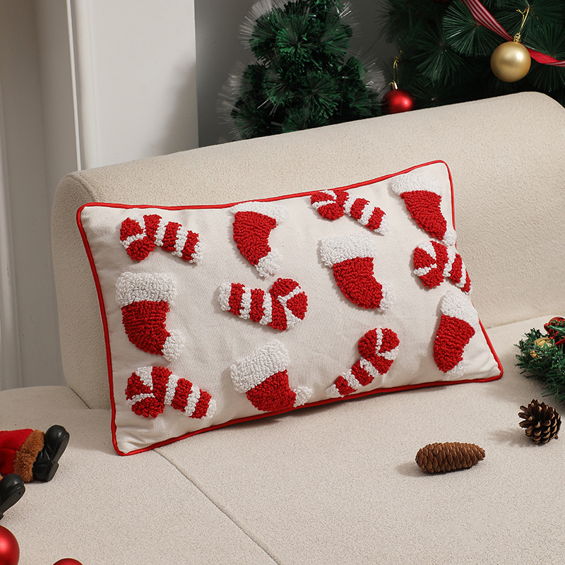 Red Christmas Pillow Cover Dec - đánh giá và giá Embroidery Xmas Ornaments