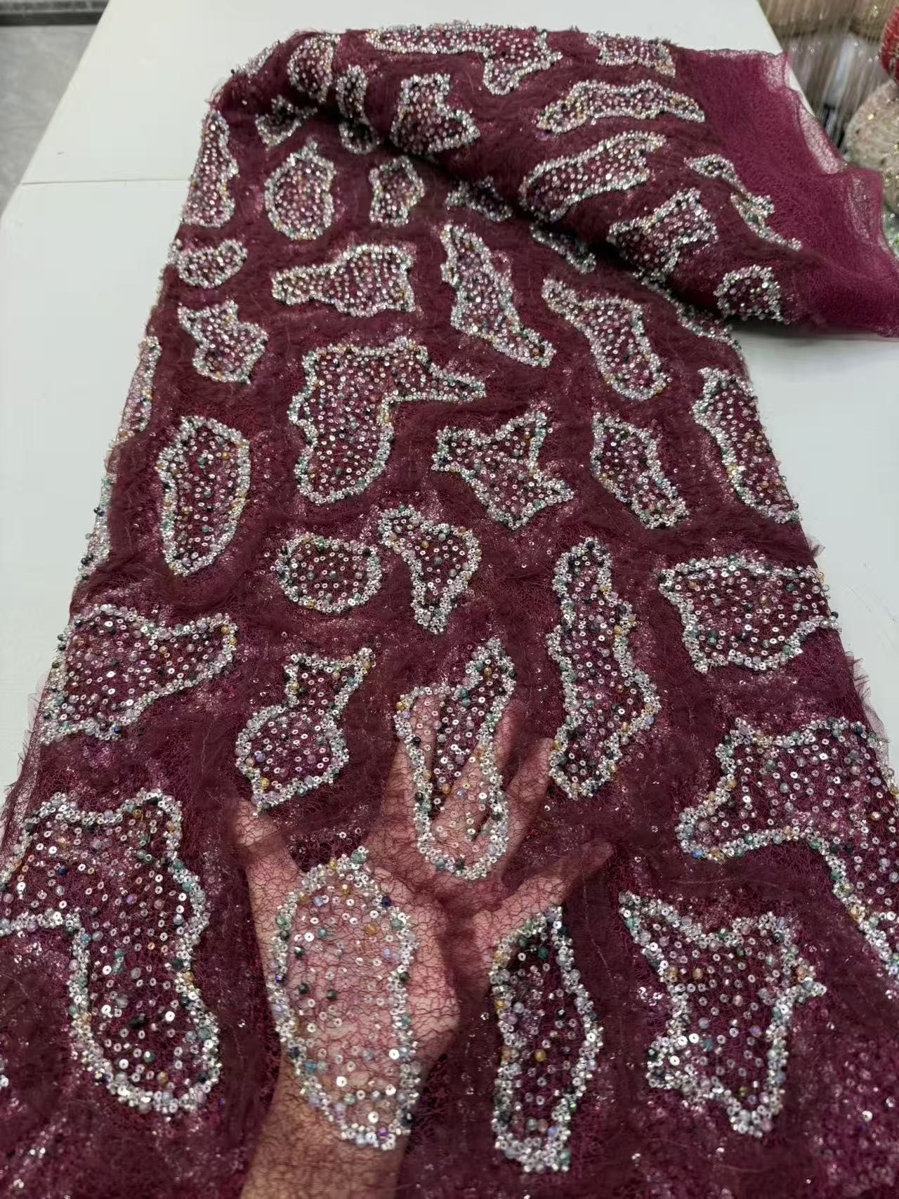 Nigerian Sequins Tulle Lace Fa - đánh giá và giá Embroidery Net Fabric