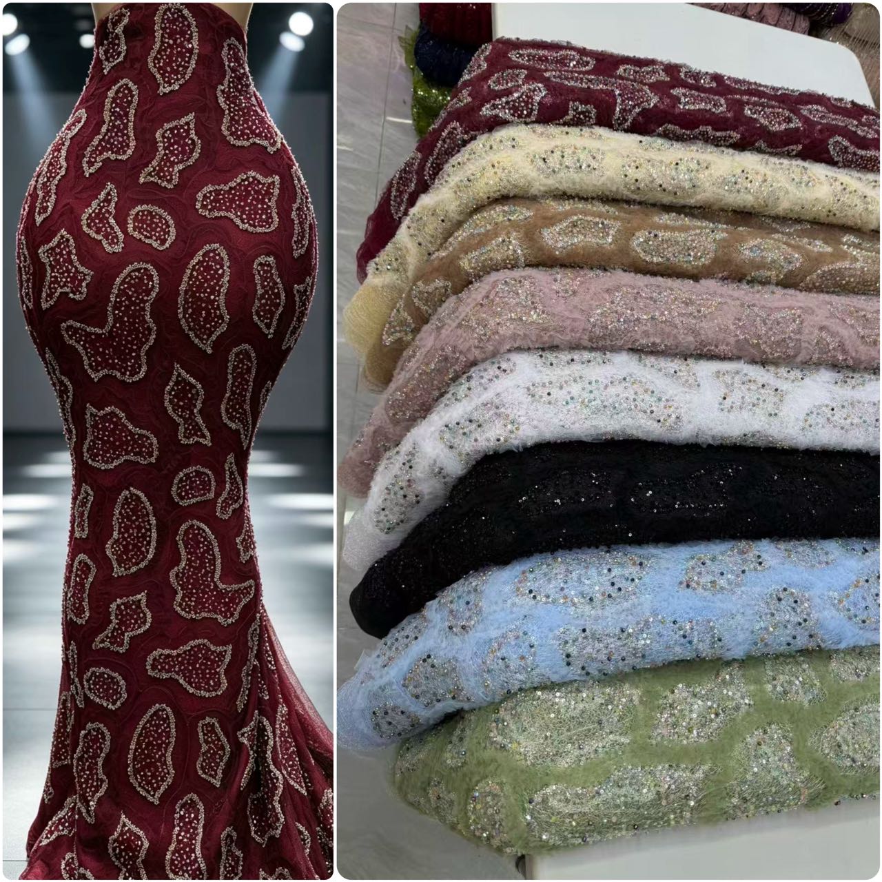 Nigerian Sequins Tulle Lace Fa - đánh giá và giá Embroidery Net Fabric