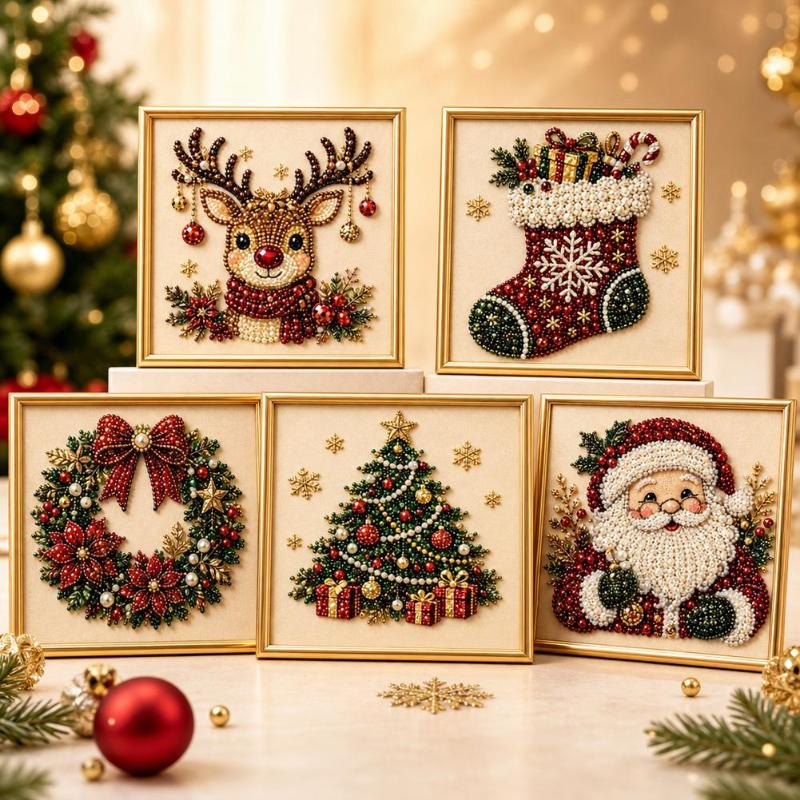 Christmas Santa Pearl Art DIY  - đánh giá và giá Embroidery Xmas Ornaments