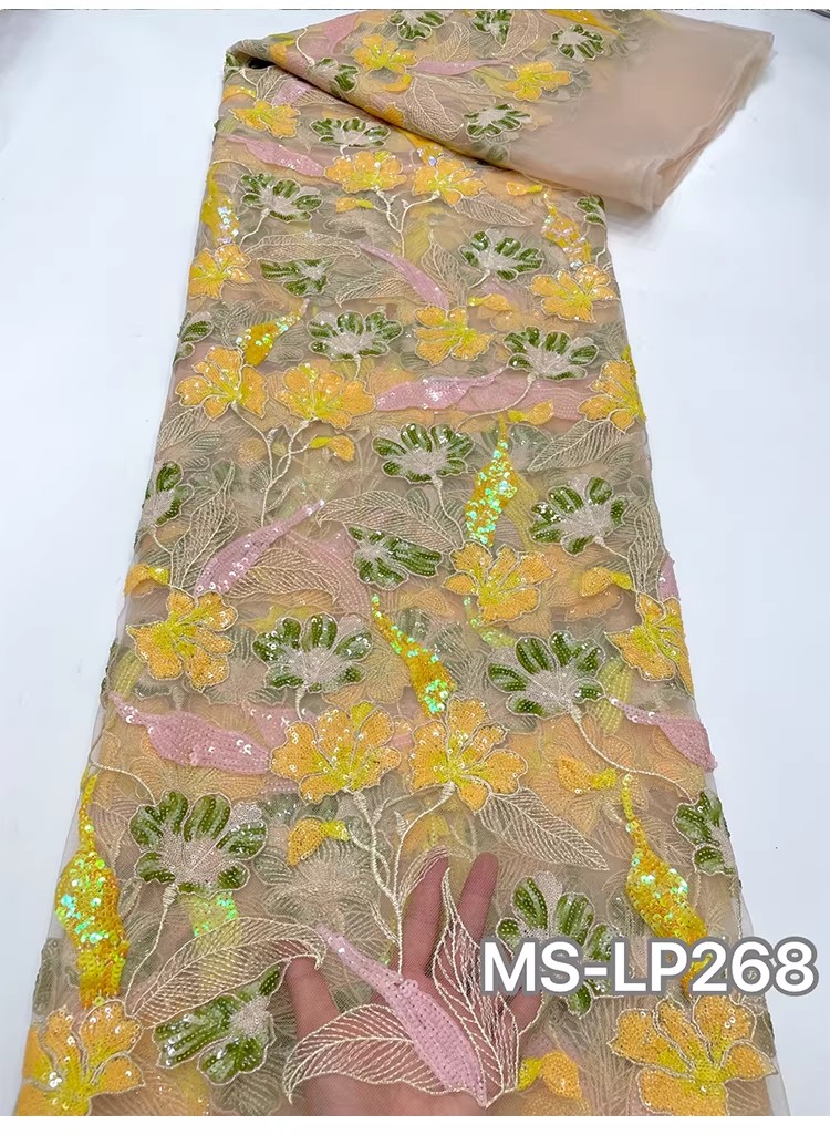 1yard Luxury Double color bead - đánh giá và giá Embroidery Net Fabric