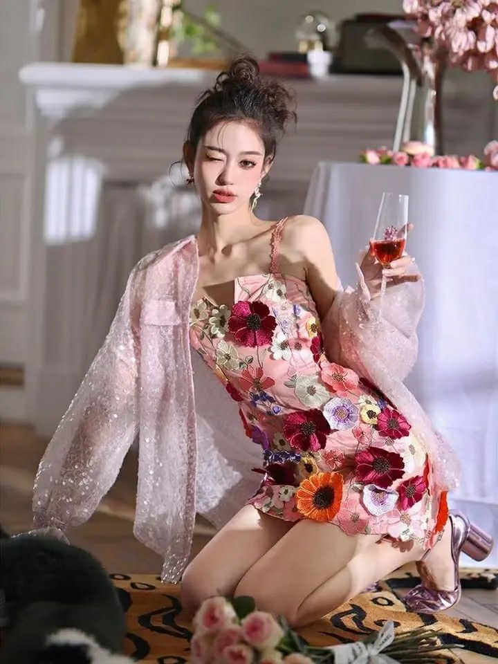 Colorful 3D Flower Lace Fabric - đánh giá và giá Embroidery Net Fabric